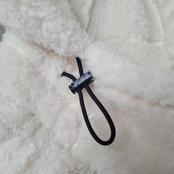 Victorias Secret PINK cream colored sherpa pullover hoodie - Picture 5 of 6